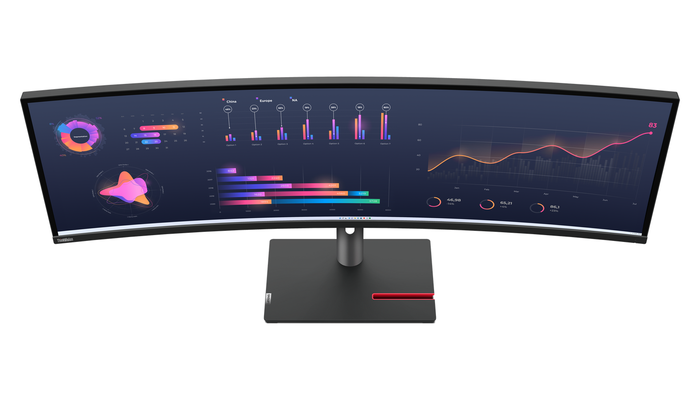 Monitor LED ThinkVision P49w-30, 49 inch, 5120x1440 WLED, 4ms, Anti-glare, Negru