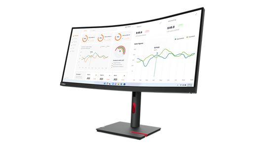 Monitor curbat ThinkVision T34W-30, 34 inch, 3440X1440 WLED, 4ms, Anti-glare, Negru Corb